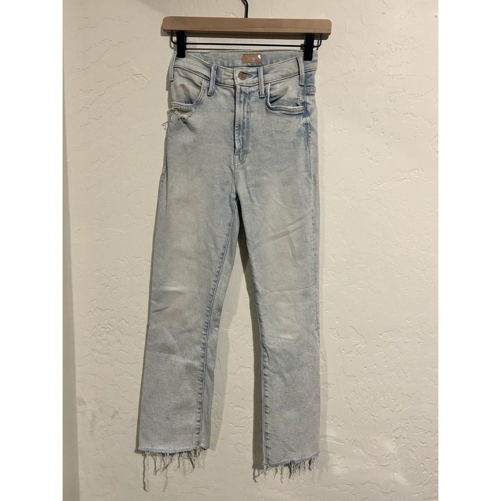 Mother Jeans Hustle Ankle Fray Womens Zipper Fly High Rise Blue Denim Size 24